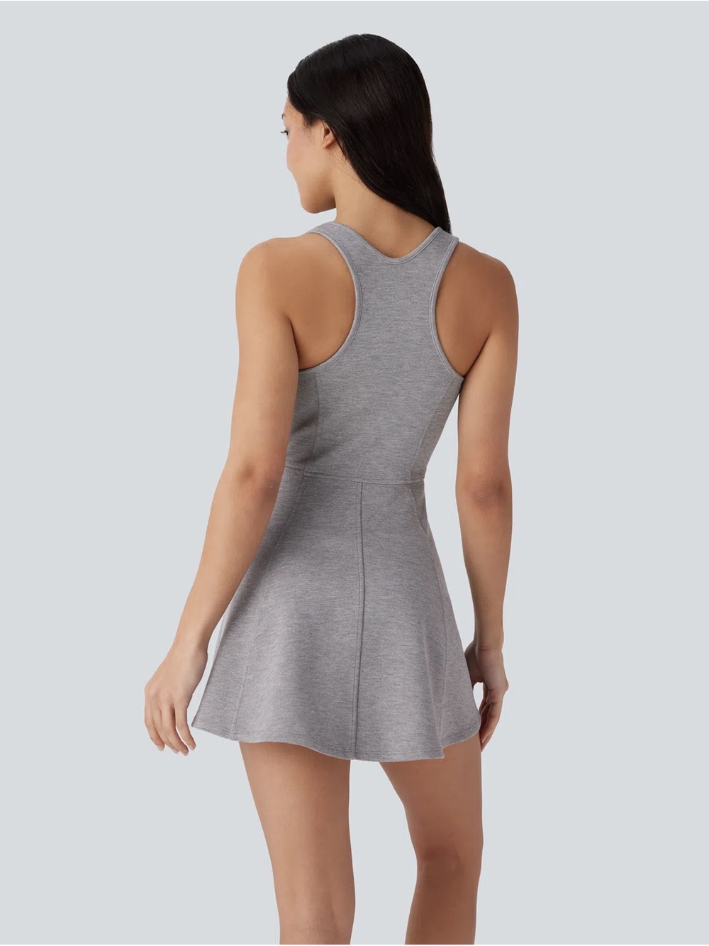 Halara U Neck Sleeveless Racerback Flare Mini Dance Active Dress - Picture 2 of 8